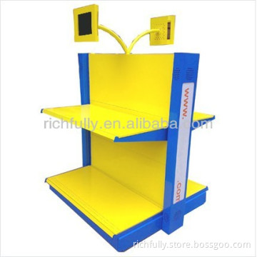 Knock-down display shelf with LCD broadcasting